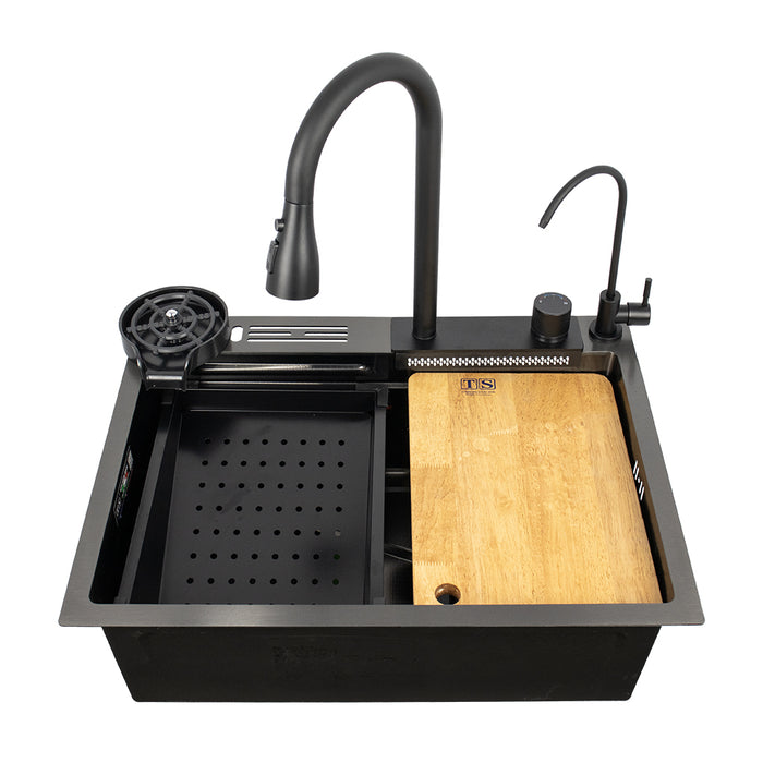 ( طلب مسبق )  حوض مطبخ سمارت TS S 600 B اسود 60 × 45 سم بجميع المشتملات