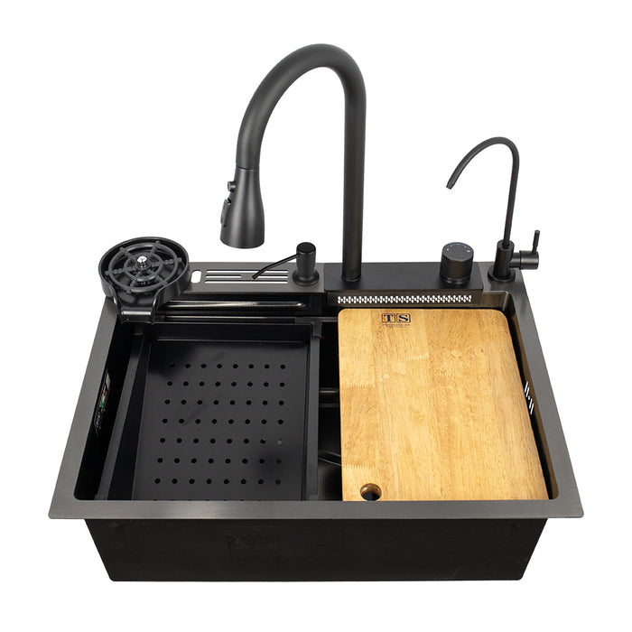حوض مطبخ سمارت TS S 700 B اسود 70 × 45 سم بجميع المشتملات