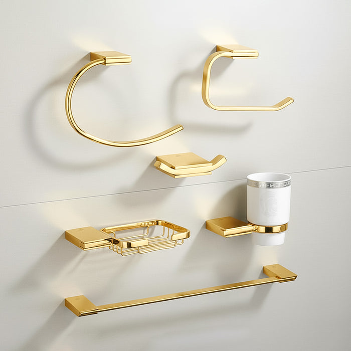 طقم اكسسوارات دريم DR 3000 G ذهبي لامع 6 قطع استانلس ستيل