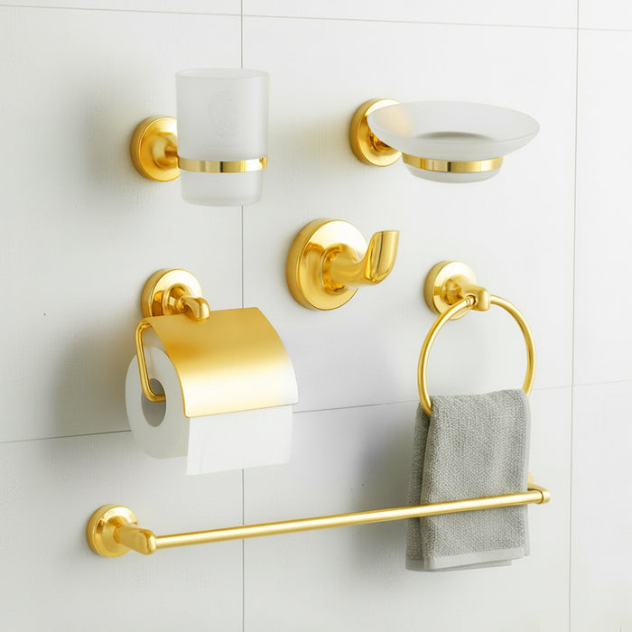 طقم اكسسوارات دريم DR 3200 G ذهبي لامع 6 قطع استانلس ستيل