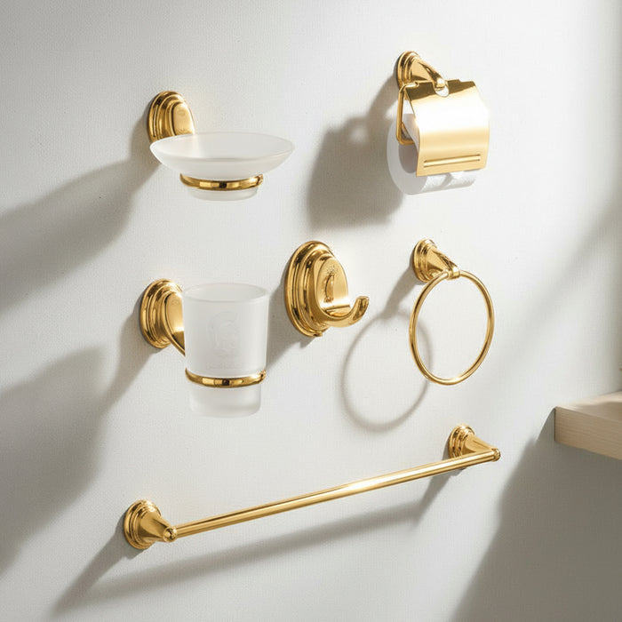 طقم اكسسوارات دريم DR 3100 G ذهبي لامع 6 قطع استانلس ستيل