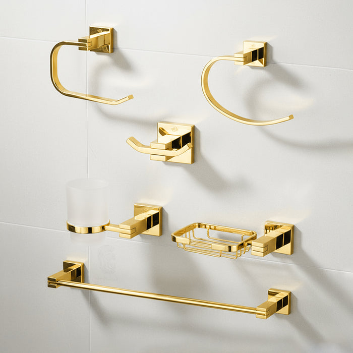 طقم اكسسوارات دريم DR 6600 G ذهبي لامع 6 قطع استانلس ستيل