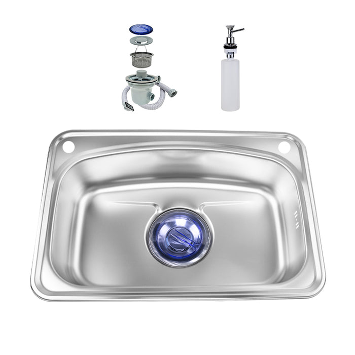 ( طلب مسبق )  حوض مطبخ استانس ستيل كورينا JIS 700 مقاس 70 × 48 سم سُمك 0.8 مم بالصرف 6 بوصة