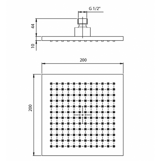 ( طلب مسبق ) طاسة دش XX0660004E10 مقاس 20 × 20 سم بمقاس وصلات 1/2 بوصة اللون كروم من ديورافيت - Mashreqy