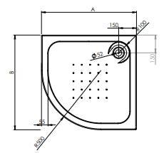 ( طلب مسبق ) حمام قدم زاوية بدون جانب سيمبليتشي 0010015 مقاس 80 × 80 سم من ساني بيور - Mashreqy