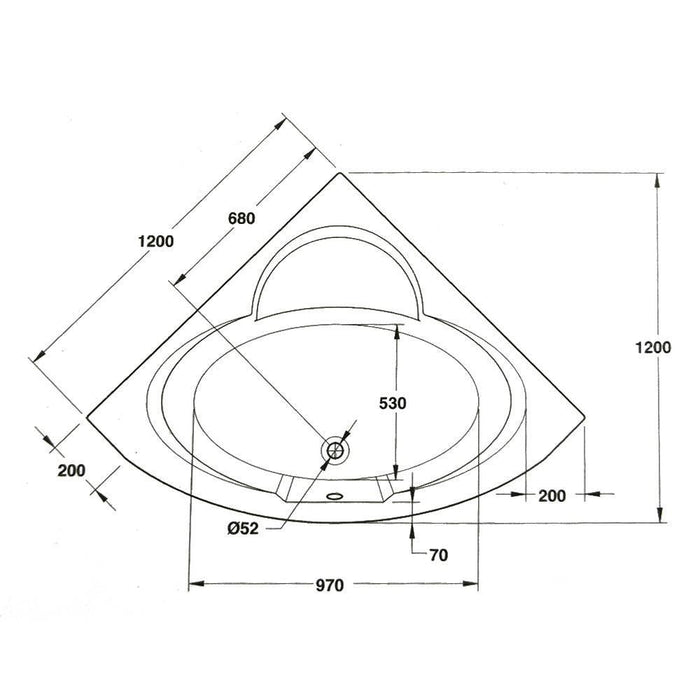 بانيو جاكوزى هاواى 120 × 120 سم نظام 1 موتور 8 جيت مياه كروم بالطابق والفايظ والجوانب والشاسيه من ديورافيت - Mashreqy