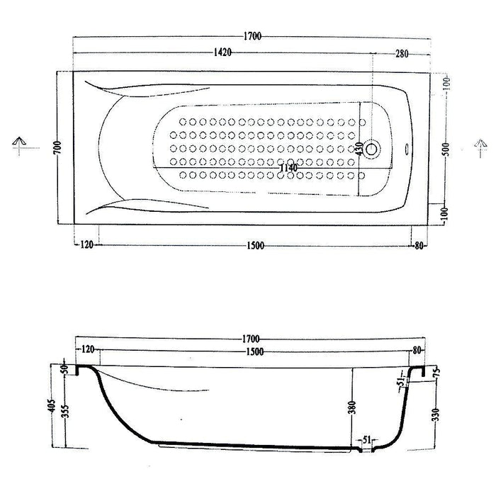 بانيو جاكوزى سوبر باريس 170 × 70 سم نظام 1 موتور 8 جيت مياه كروم بالطابق والفايظ والجوانب والشاسيه من الطيب - Mashreqy