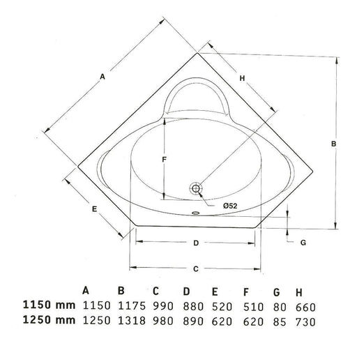 بانيو جاكوزى ميامى 125 × 125 سم نظام 1 موتور 8 جيت مياه كروم بالطابق والفايظ والجوانب والشاسيه من ديورافيت - Mashreqy