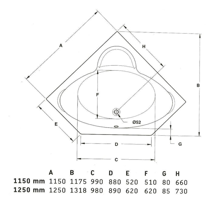 بانيو جاكوزى ميامى 125 × 125 سم نظام 1 موتور 8 جيت مياه كروم بالطابق والفايظ والجوانب والشاسيه من ديورافيت - Mashreqy