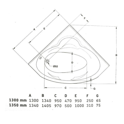 بانيو جاكوزى مالوركا 135 × 135 سم نظام 1 موتور 8 جيت مياه كروم بالطابق والفايظ والجوانب والشاسيه من ديورافيت - Mashreqy