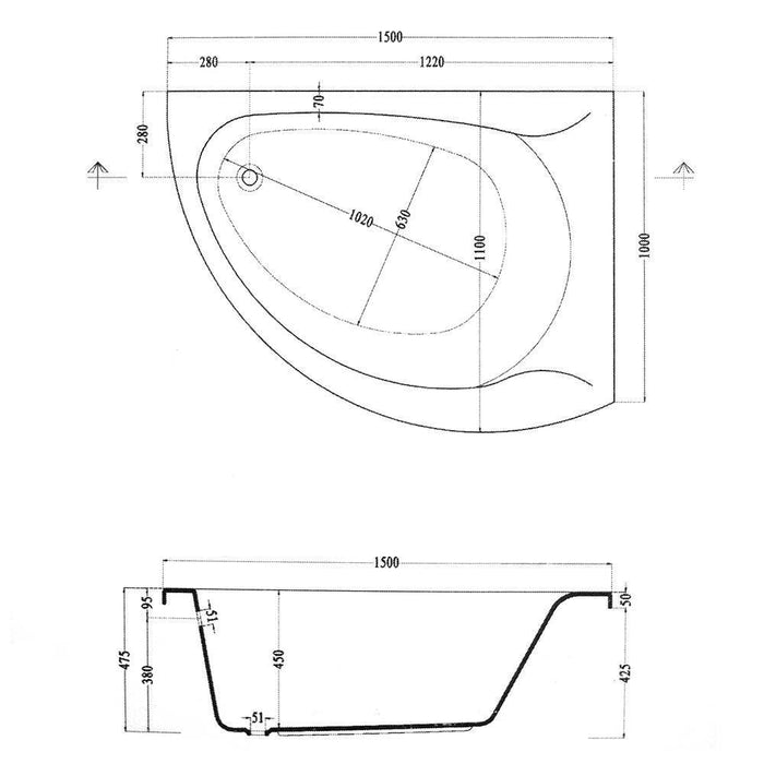 بانيو جاكوزى موسكو 150 × 110 سم نظام 1 موتور 8 جيت مياه كروم بالطابق والفايظ والجوانب والشاسيه من الطيب - Mashreqy