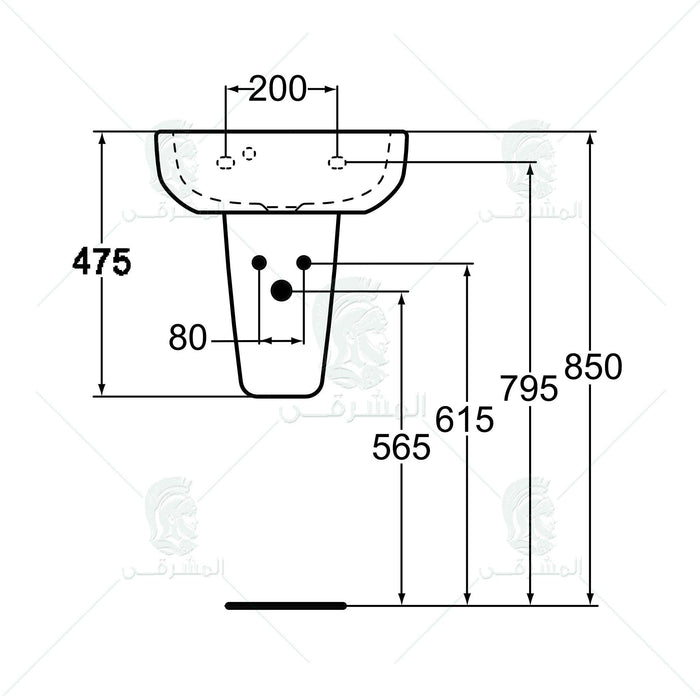 طقم حمام بلايا مرحاض ملاصق للحائط G4921-G4922 و حوض J5011 مقاس 55 سم بالعامود المعلق (نصف ركبة) من أيديال ستاندرد - Mashreqy