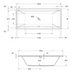 ( طلب مسبق ) بانيو جاكوزى هافانا 180 × 80 سم نظام 1 موتور 8 جيت مياه كروم بالطابق و الفايظ و الصرف فى المنتصف و المخدة و الجوانب من ديورافيت - Mashreqy