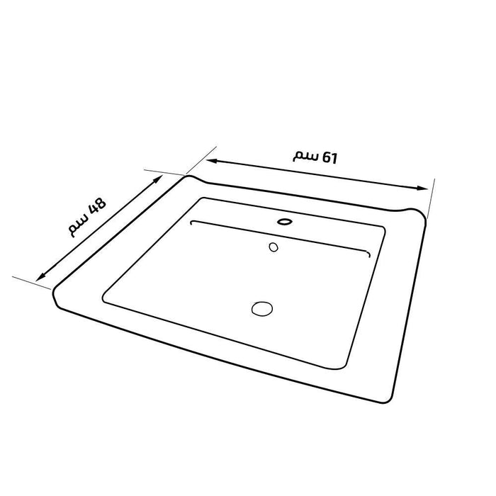( طلب مسبق ) حوض وحدة موبيليا كيفا ( كيتو ) مقاس 48 × 61 سم بفتحة للخلاط والفايظ من الامير - Mashreqy