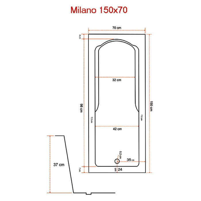 بانيو ميلانو 150 × 70 سم  من ميراج - Mashreqy