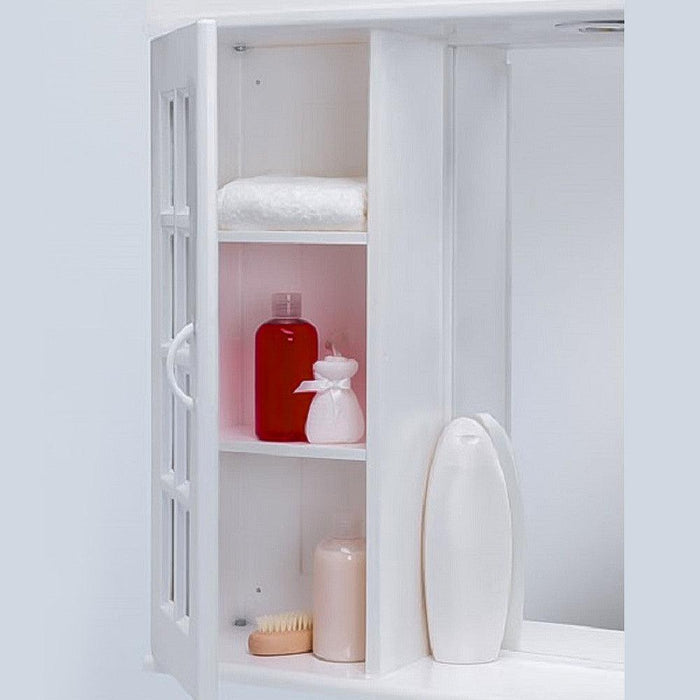 ( طلب مسبق ) دولاب حمام بمرآة مستورد تركى مقاس 86 × 65 × 16.5 سم كود 08201 بلاستيك أبيض من بريما نوفا - Mashreqy
