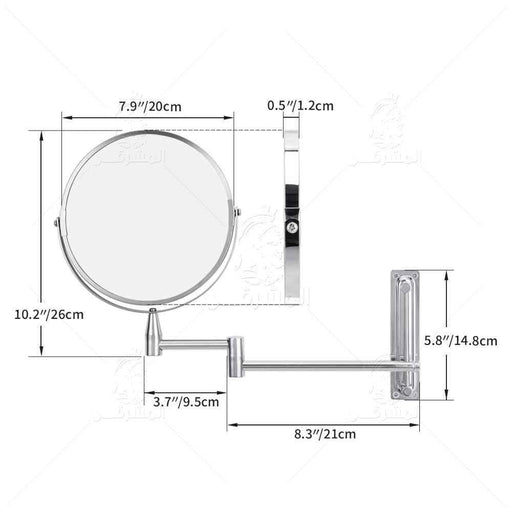 ( طلب مسبق ) مرآة حمام 905711L ذات وجهين عادي ومكبرة ستانليس ستيل سمارت لوك قابلة للتمديد التفاف 360 درجة - Mashreqy