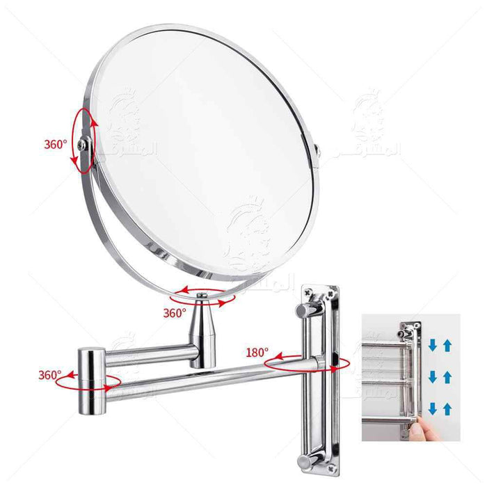 ( طلب مسبق ) مرآة حمام 905711L ذات وجهين عادي ومكبرة ستانليس ستيل سمارت لوك قابلة للتمديد التفاف 360 درجة - Mashreqy