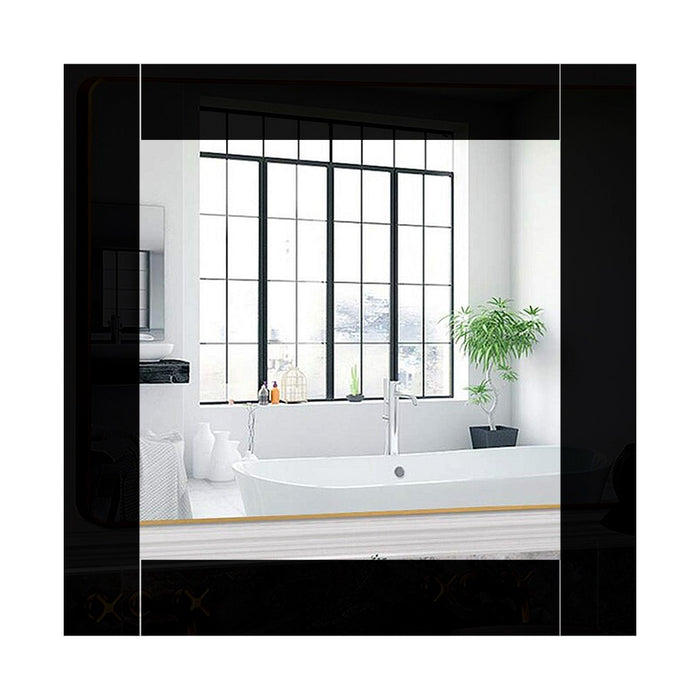 ( طلب مسبق )  مرأة لوحدة - يونت حمام مقاس 60 × 60 سم بإطار خشبى اللون أسود لامع من بيترا