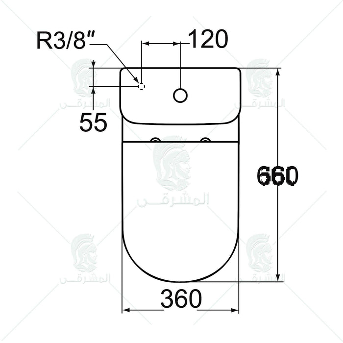 طقم حمام بلايا مرحاض  G4921-G4922 و حوض J5011 مقاس 55 سم بالعامود المعلق (نصف ركبة) من أيديال ستاندرد - Mashreqy