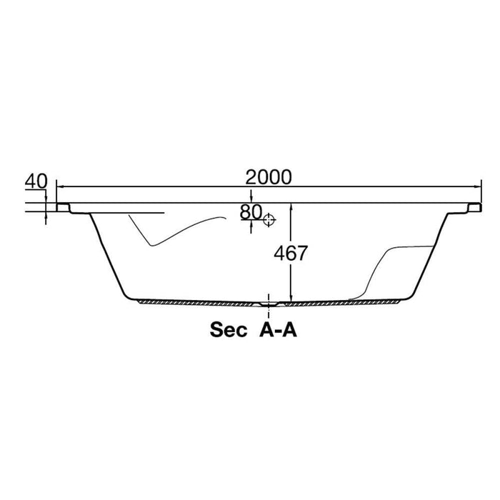 بانيو جاكوزى رى يونيون 200 × 130 سم نظام تربو 36 وطقم جيت كروم بالاضائة بالجوانب والشاسية من ايديال ستاندرد - Mashreqy