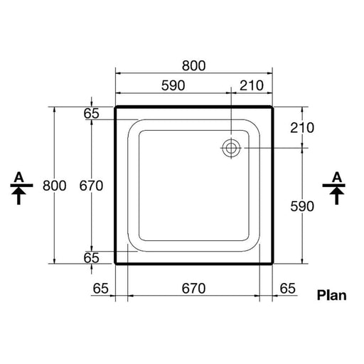 حمام قدم مربع 80 × 80 × 15 سم من ايديال ستاندرد - Mashreqy