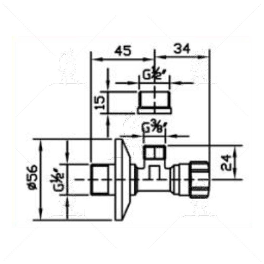 ( طلب مسبق ) محبس زاوية SD3090-CP بالوش + بوش 1/2 × 3/8 قلب جلبة اللون كروم من سارديزاين - Mashreqy