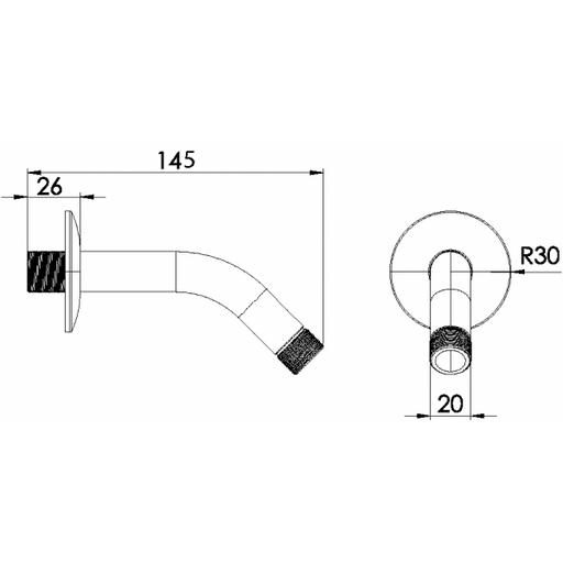 مخرج دفن علوى Z66601015900 مقاس 1/2 بوصة بطول 14.5 سم اللون كروم من ديورافيت - Mashreqy