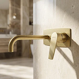 Ginebri Chloe 69132345166 Concealed Basin Mixer, Matte Gold, 21 cm Spout, Imported Spanish