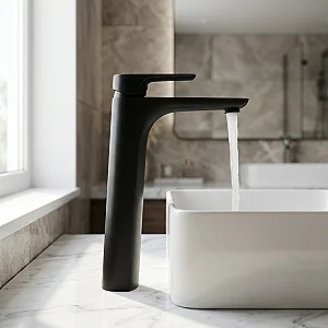 Genebre Coral Pacino 64136324166 Tall Basin Mixer 29 cm, Matte Black, Made in Spain
