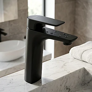 Genebre Coral 64134324166 Medium Basin Mixer 21 cm, Matte Black, Spanish Import