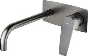 Ginebri Chloe 69132345266 Concealed Basin Mixer with Body, Plate, Handle and 21 cm Spout, Matte Grey — Made in Spain