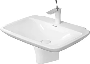 Duravit PuraVida 270170 Basin 70 × 50 cm with Semi-Pedestal, Deep, without Overflow, with Mixer Hole & Ceramic Drain Cover, White