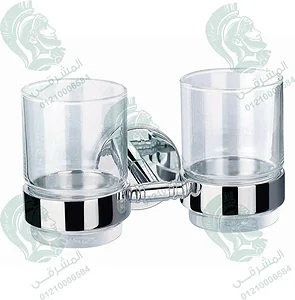 Kludi RAK Calibre Double Glass Toothbrush Holder with Chrome Holder, RAK21014