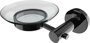 Gawad Fiorentina Black FIA 20011 B Bathroom Soap Dish, Glass Dish with Stainless Steel Holder, Black