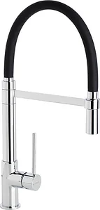 Genebre 65219184566 Flexible Kitchen Mixer 44 cm, Glossy Chrome with Matte Black Spout