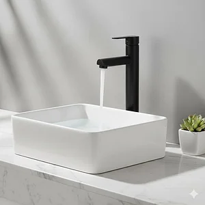 خلاط حوض عالي لوجانو LG 300 B اسود ارتفاع 40 سم