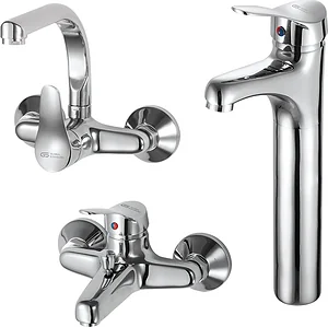 Global Standard Fiora 3-Piece Mixer Set Chrome (Basin Mixer 1054, Bath Mixer 1051 & Kitchen Mixer 1059)