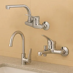 Diamond Red DR 3-Piece Mixer Set Chrome (DR 01 Basin Mixer, DR 02 Bath Mixer, and DR 03 Wall-Mounted Kitchen Mixer)