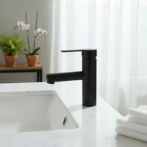 خلاط حوض وسط لوجانو LG 304 B اسود مط ارتفاع 18 سم