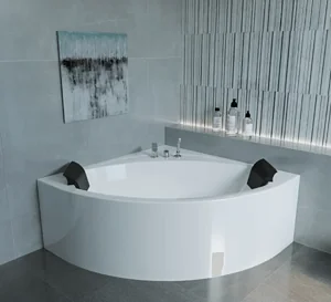 Sanipure Superior 00100410030 Jacuzzi with Side Panel, 2 Systems, 130 × 130 cm — White (410030) with White Pillow