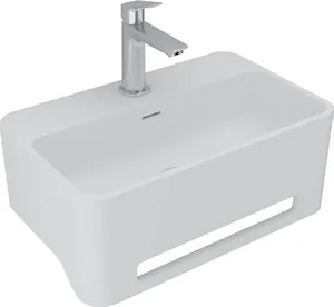 Sanipure Sabao 0016007 Wall-Hung Basin 50 × 31 cm with 34 cm Rectangular Towel Holder, Mixer Hole and Overflow - Mocha (001600725)