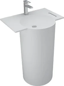 Sanipure Rondella Floor-Standing Solid Surface Basin 0016029, 90 × 70 × 54.5 cm, without Overflow, with 17 cm Towel Holder — Grey (001602905)