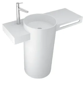 Sanipure Provo Floor Basin 0016004, 90 × 115 × 53 cm, without Overflow, Integrated Towel Holder, Grey (001600405)