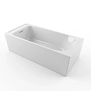 Duravit Emilia Seamless One-Piece Bathtub 150 × 70 cm, Left Corner with Panel, Waste and Overflow, Pergamon