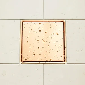 غطاء بيبه بيورا FDS-61-15RG روز جولد لامع 15 × 15 سم استانلس ستيل 304 سُمك 1 مللي وجه استانلس ووجه لتركيب سيراميك