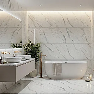 بورسلين ارضيات وحوائط ريجينسي 600107 وايت فرز اول 60 × 120 سم لامع