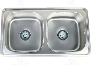 حوض 2 عين (87×48) ISD870 بـ2 صرف 3 بوصة بيورتى
