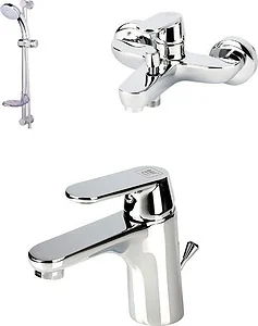 طقم خلاطات 3 قطع BGI ايكو بلس SB1100 كروم (حوض 1011 بانيو 1013 مسطرة S1000)
