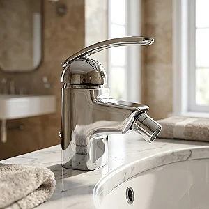 Ginebri Square BCR Basin Mixer with Swivel Filter, Glossy Chrome, Imported Spanish